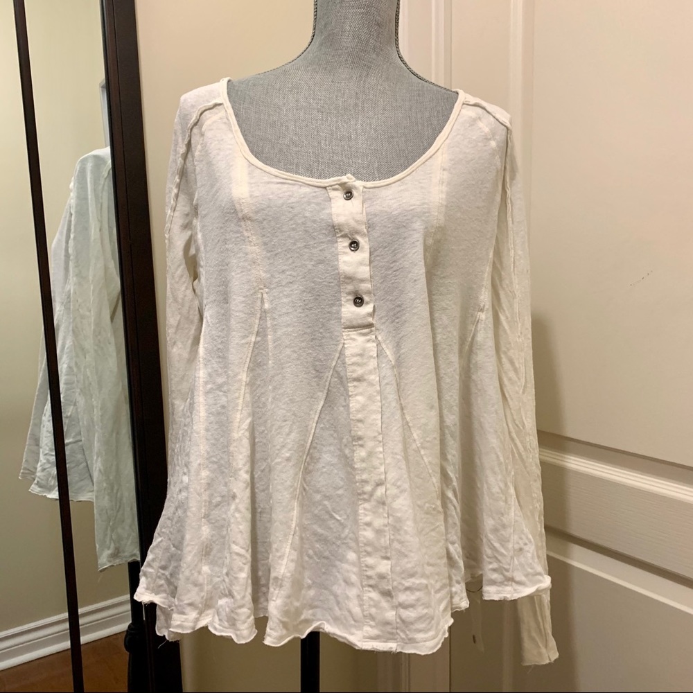 Free People Flared Henley linen blend lagenlook